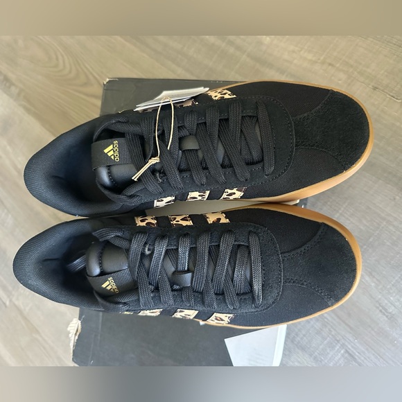 Adidas Black and Leopard Print Shoes with Tan Soles NWT - Picture 2 of 7